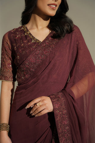 3 Piece Chiffon Embroidered Saari (FW0021)