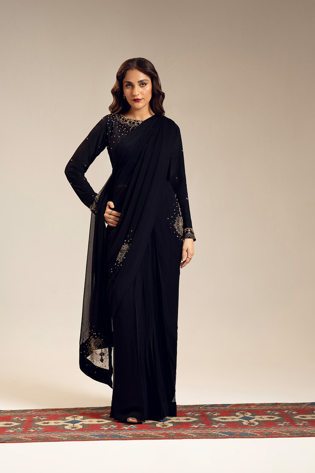 chinyere black dress 3 Piece Lawn Embroidered Suit (CS0451)  CHINYERE