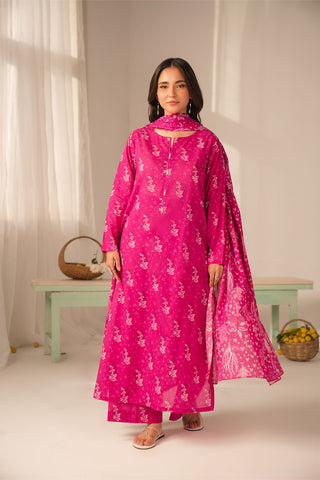 3 Piece Printed Lawn Printed Unstitched Suit (UC0105)