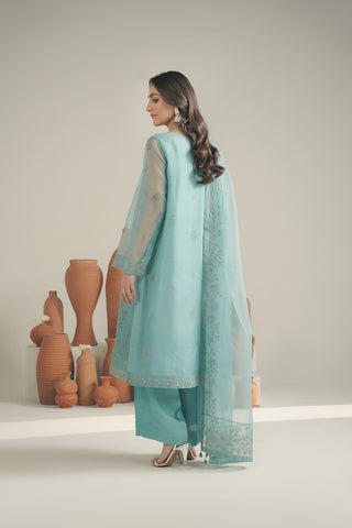 3 Piece Organza Embroidered Unstitched Suit (UF0033)