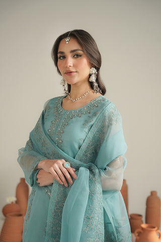 3 Piece Organza Embroidered Unstitched Suit (UF0033)