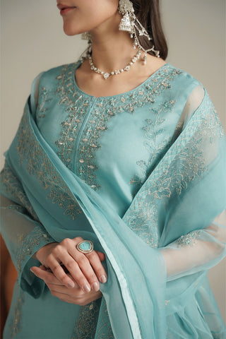 3 Piece Organza Embroidered Unstitched Suit (UF0033)