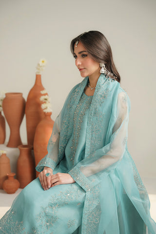3 Piece Organza Embroidered Unstitched Suit (UF0033)