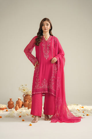 3 Piece Chiffon Embroidered Unstitched Suit (UF0041)