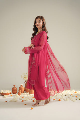 3 Piece Chiffon Embroidered Unstitched Suit (UF0041)