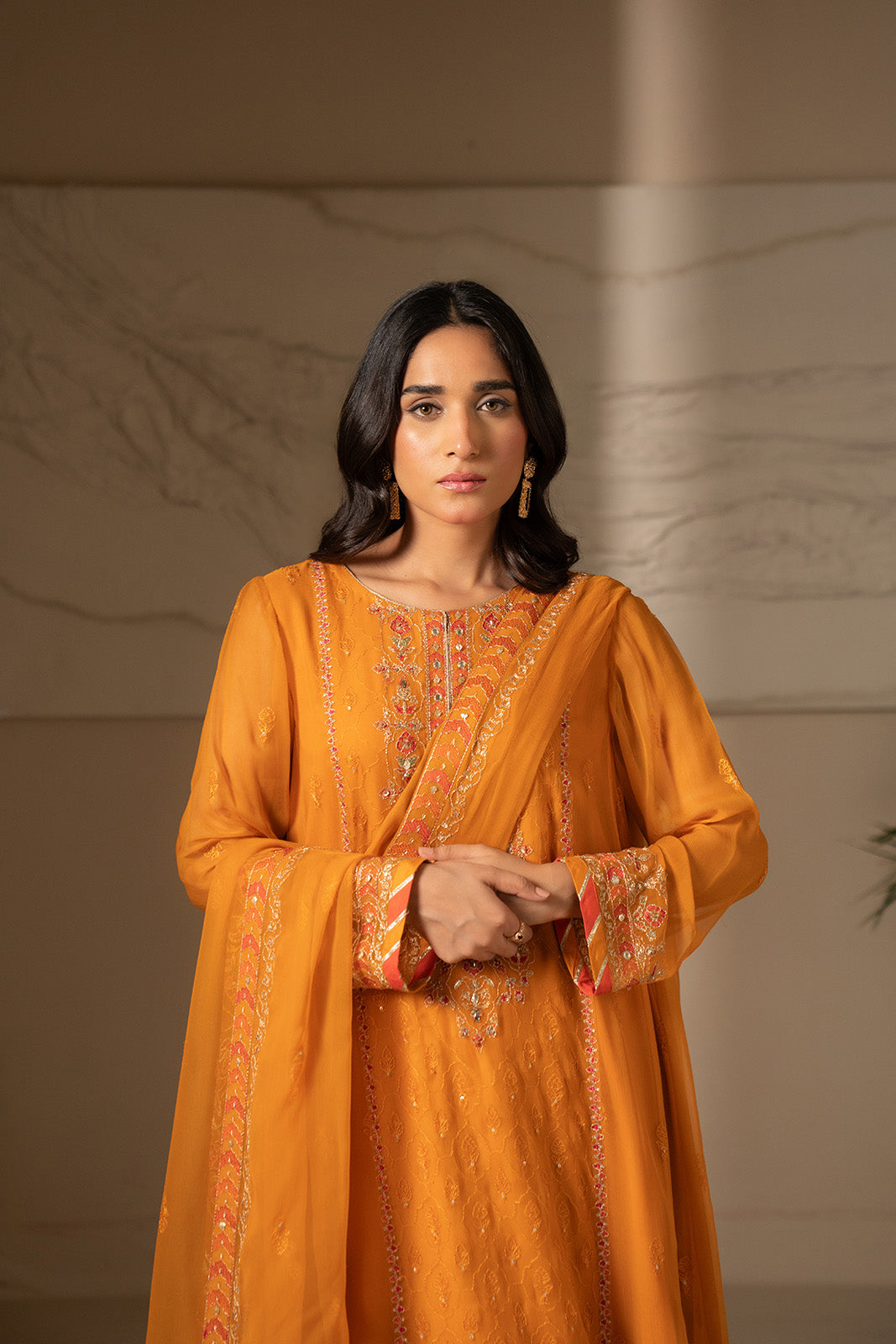 3 Piece Unstitched Chiffon Embroidered Suit (UF0014)