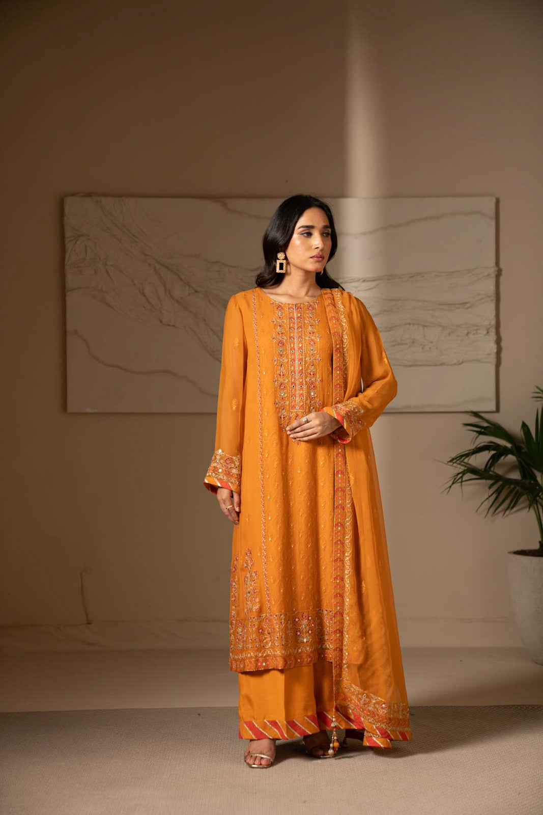 3 Piece Unstitched Chiffon Embroidered Suit (UF0014)
