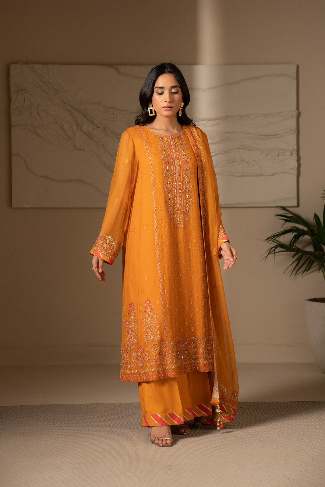 3 Piece Unstitched Chiffon Embroidered Suit (UF0014)