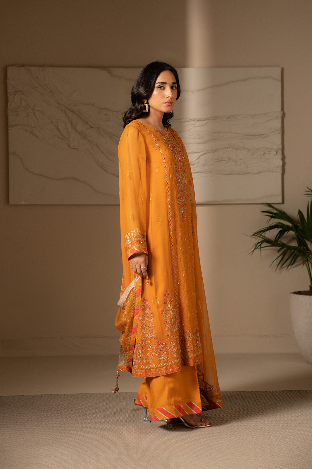 3 Piece Unstitched Chiffon Embroidered Suit (UF0014)