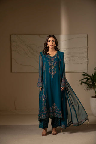 3 Piece Chiffon Embroidered Suit (UF0019)