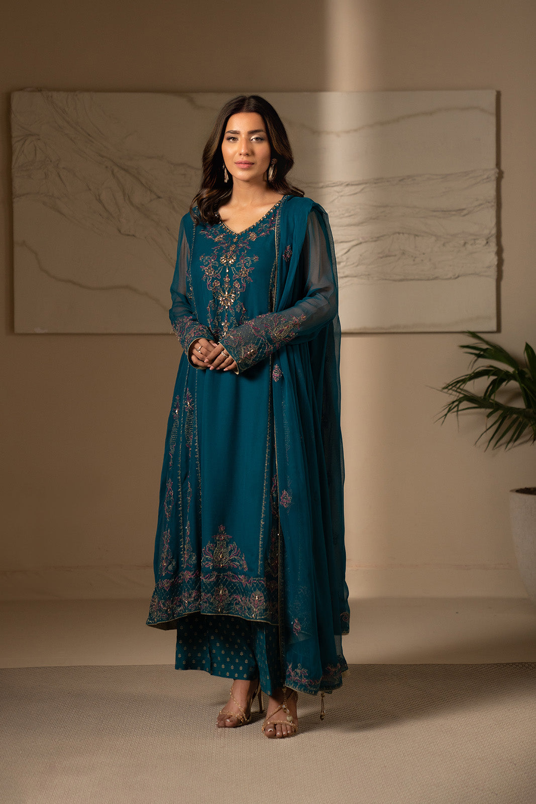 3 Piece Chiffon Embroidered Suit (UF0019)