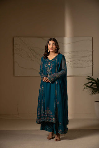 3 Piece Chiffon Embroidered Suit (UF0019)