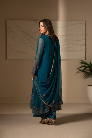 3 Piece Chiffon Embroidered Suit (UF0019)