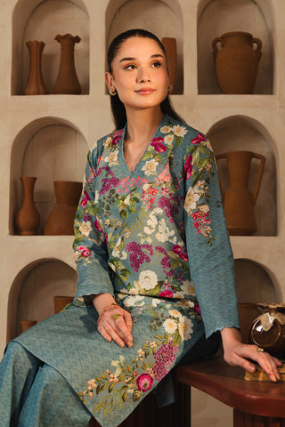 2 Piece Printed Slub Khaddar Printed Suit  (AE0040)