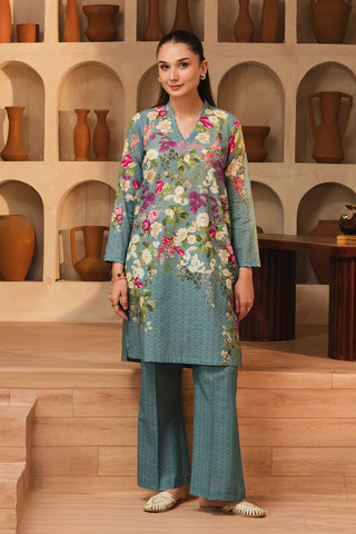 2 Piece Printed Slub Khaddar Printed Suit  (AE0040)