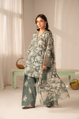 3 Piece Printed Lawn Printed Unstitched Suit (UC0122)