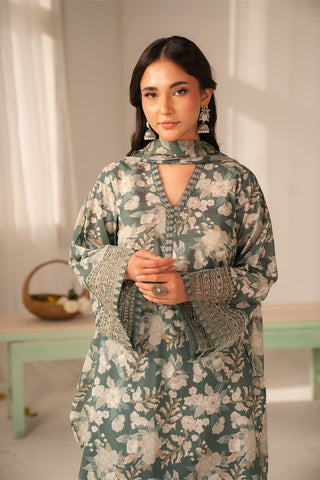 3 Piece Printed Lawn Printed Unstitched Suit (UC0122)