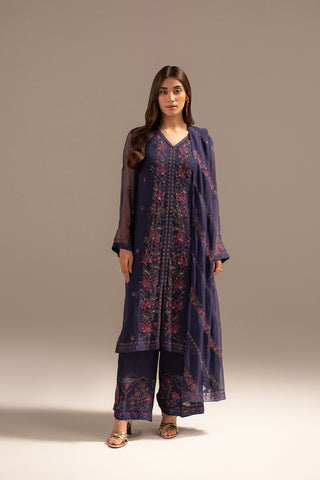 3 Piece Chiffon Embroidered Suit (FW0018)
