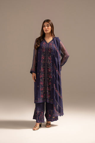 3 Piece Chiffon Embroidered Suit (FW0018)