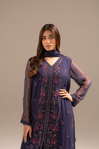 3 Piece Chiffon Embroidered Suit (FW0018)