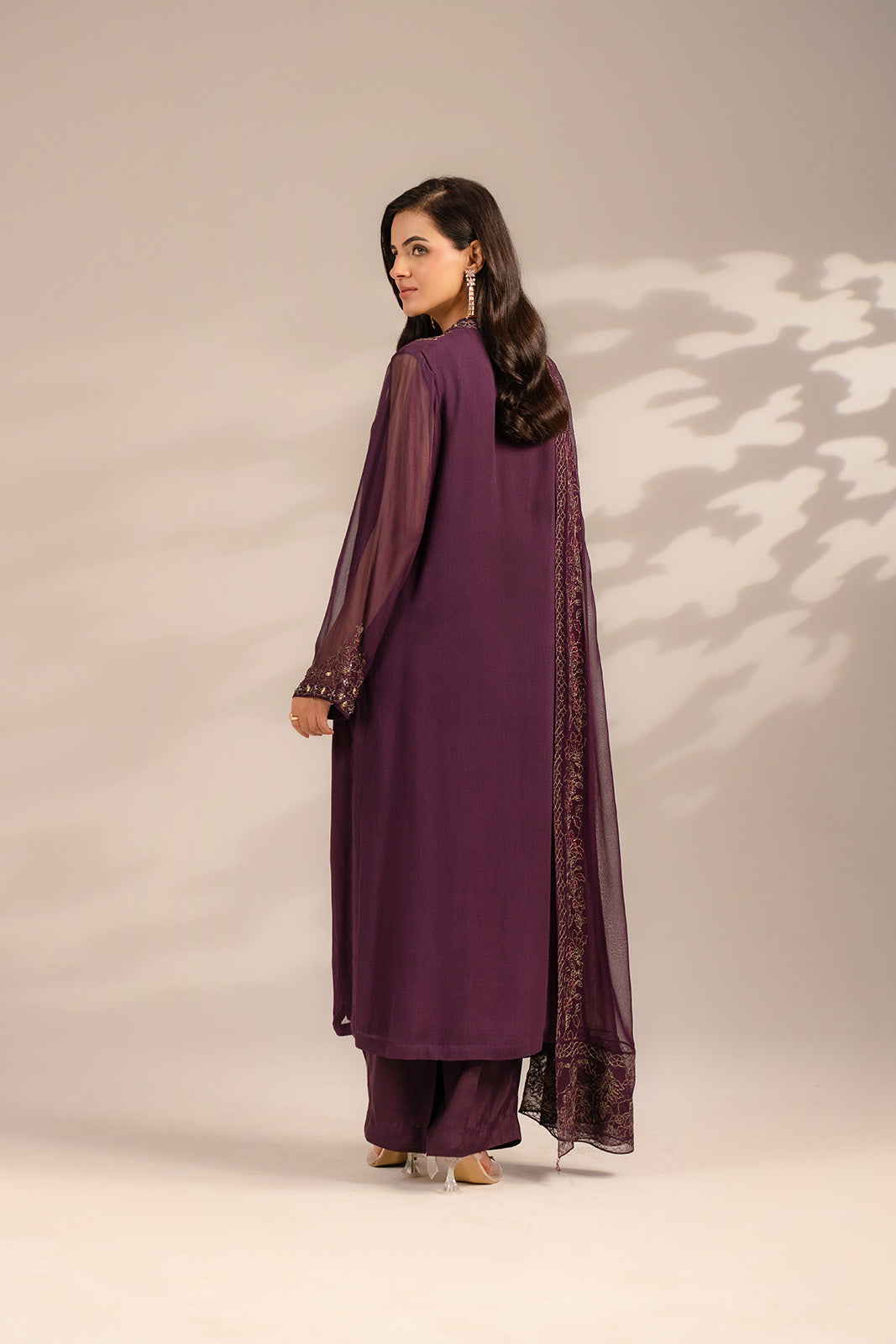 3 Piece Chiffon Embroidered Suit (FL0077)