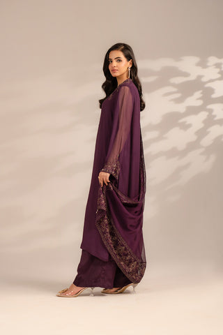 3 Piece Chiffon Embroidered Suit (FL0077)