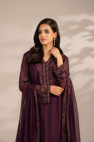 3 Piece Chiffon Embroidered Suit (FL0077)