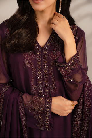 3 Piece Chiffon Embroidered Suit (FL0077)