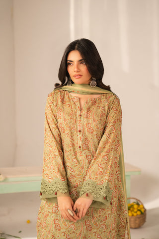 3 Piece Printed Lawn Printed Unstitched Suit (UC0114)