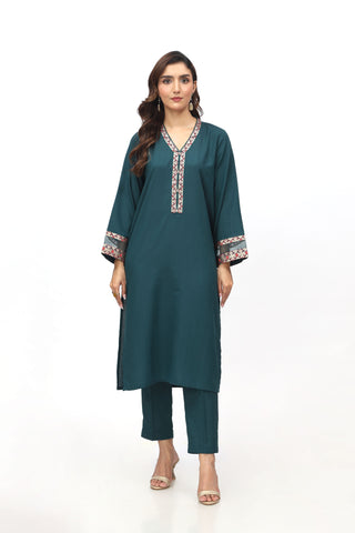 2 Piece Lawn Karandi Embroidered Suit  (HB1201)