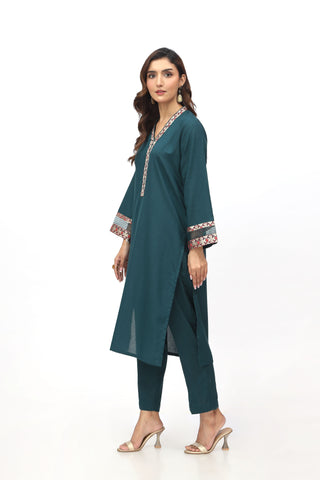 2 Piece Lawn Karandi Embroidered Suit  (HB1201)