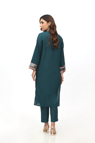 2 Piece Lawn Karandi Embroidered Suit  (HB1201)