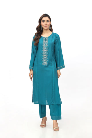 2 Piece Lawn Karandi Embroidered Suit  (HB1202)