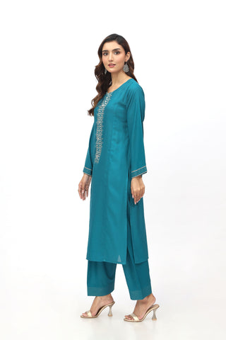 2 Piece Lawn Karandi Embroidered Suit  (HB1202)