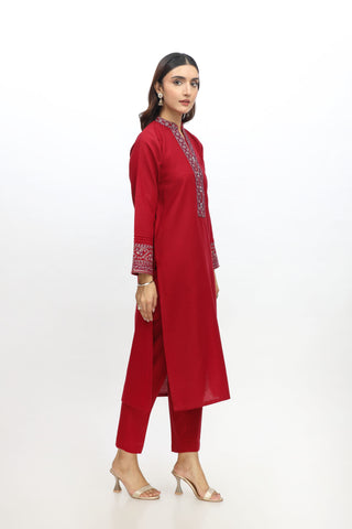 2 Piece Cotton Karandi Embroidered Suit (HB1240)