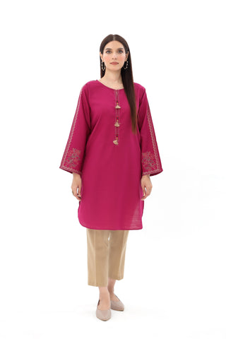 1 Piece Slub Khaddar Embroidered Shirt (HB1248)