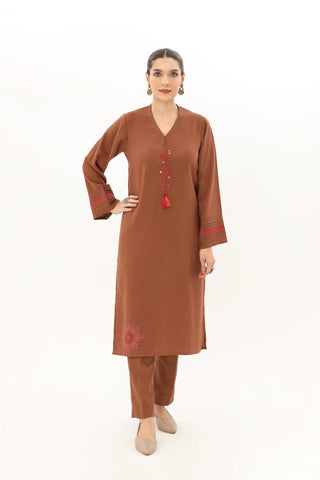 2 Piece Cotton Karandi Embroidered Suit (HB1252)