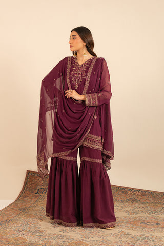 3 Piece Chiffon Embroidered Suit (FL0009)