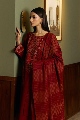 3 Piece Slub Khaddar Embroidered Suit (BA0086)
