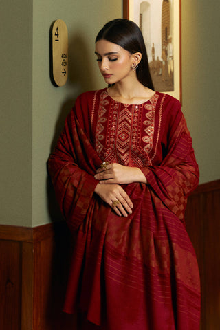 3 Piece Slub Khaddar Embroidered Suit (BA0086)