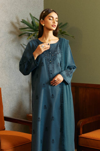 3 Piece Cotton Karandi Embroidered Suit (BA0057)