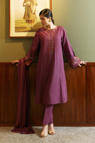 3 Piece Slub Khaddar Embroidered Suit (BA0092)
