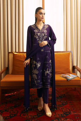 3 Piece Slub Khaddar Embroidered Suit  (BA0016)