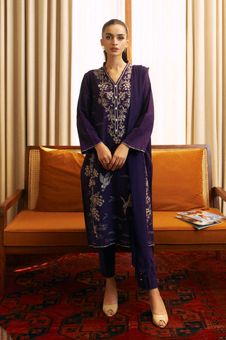 3 Piece Slub Khaddar Embroidered Suit  (BA0016)