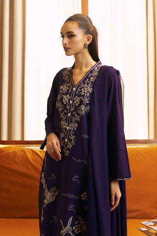 3 Piece Slub Khaddar Embroidered Suit  (BA0016)