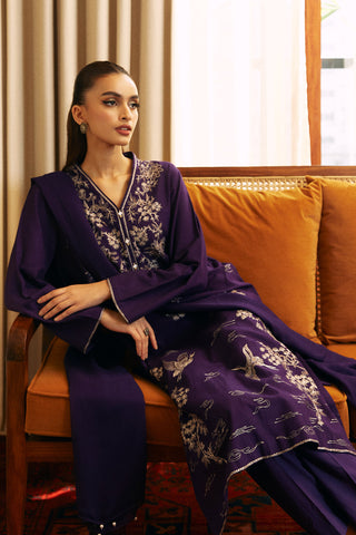 3 Piece Slub Khaddar Embroidered Suit  (BA0016)