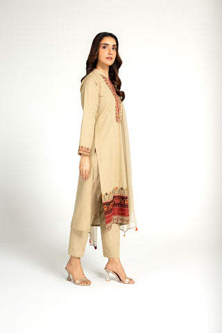 3 Piece Cotton Karandi Embroidered Suit  (BB9508)