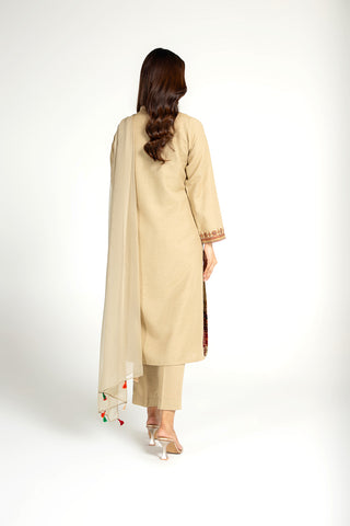 3 Piece Cotton Karandi Embroidered Suit  (BB9508)