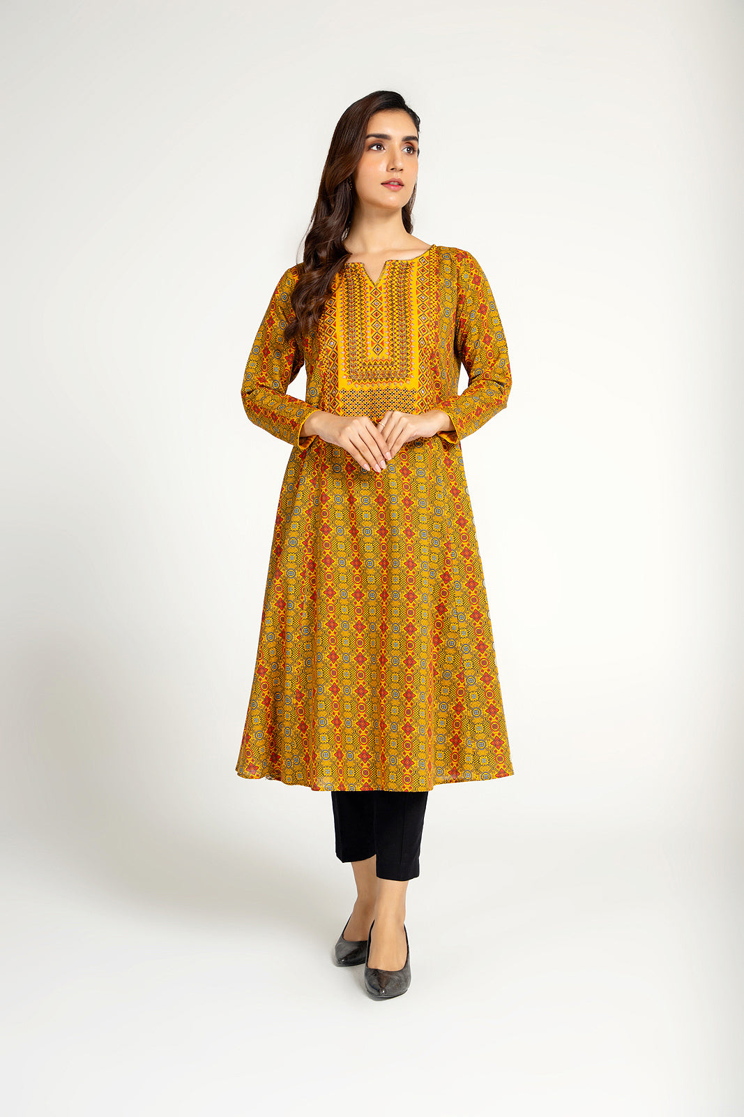1 Piece Printed Slub Khaddar Embroidered & Printed Shirt  (PD1177)