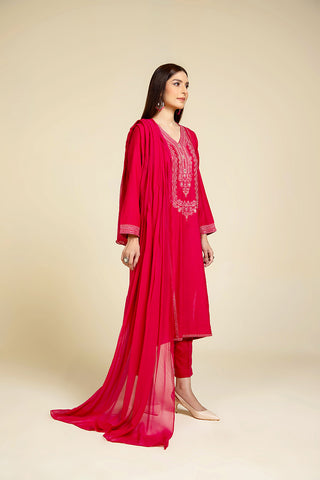 3 Piece Lawn Karandi Embroidered Suit  (BB9899)